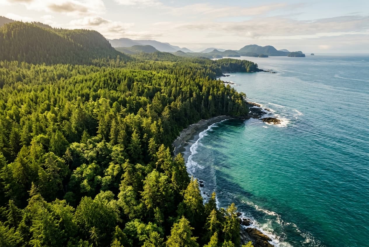 Aerial view of forests representing carbon removal projects